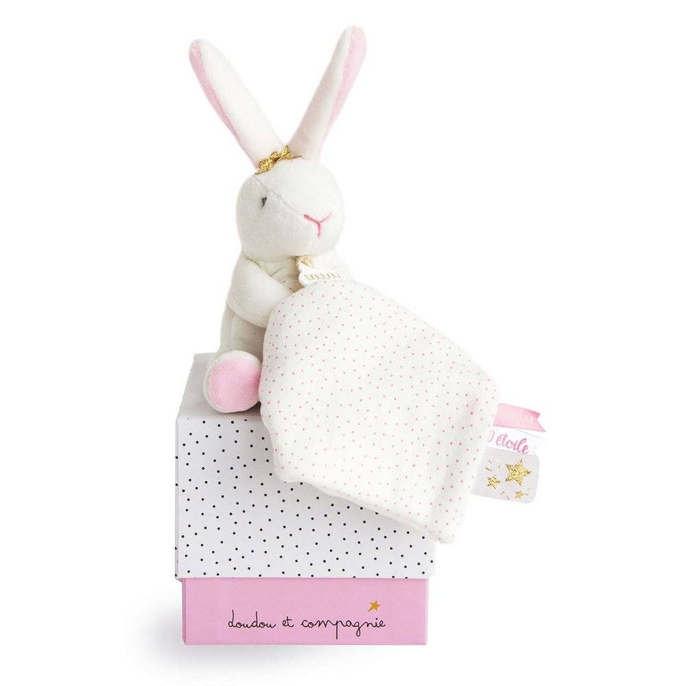 Doudou Et Compagnie - Pearl Bunny Plush Stuffed Animal with Doudou Baby Blanket