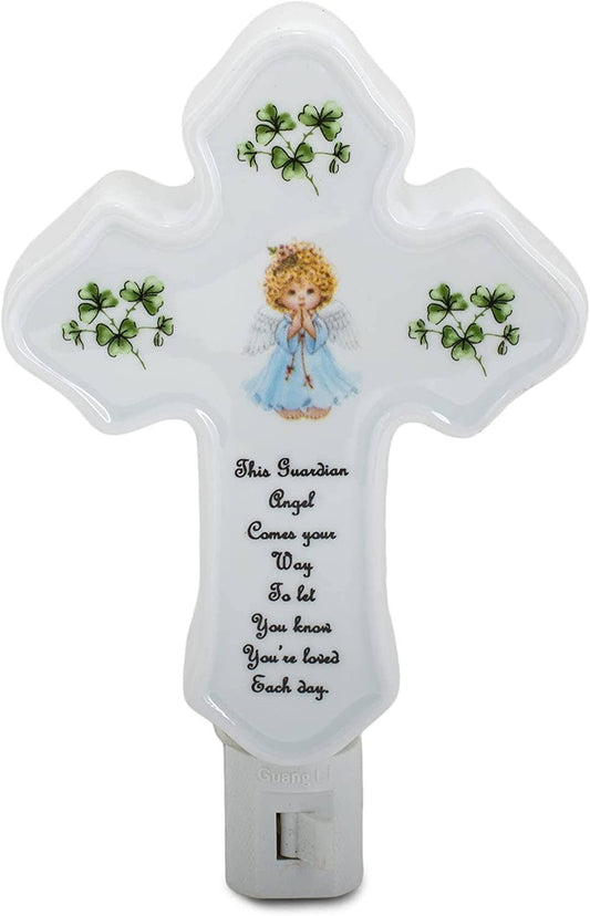 CBE Inc - Guardian Angel Blue Cross Night Light Shamrock