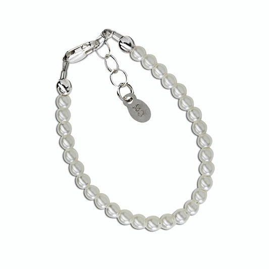 Cherished Moments - Girls Sterling Silver Dainty Pearl Baby & Child's Bracelet: Medium 1-5 Years
