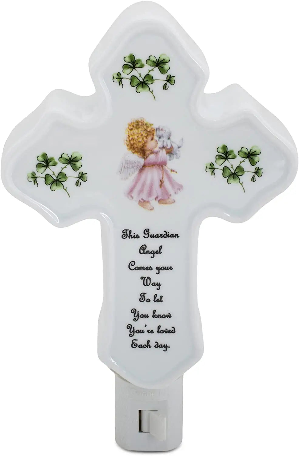 CBE Inc, Pink Guardian Angel Night Light Cross Shamrock
