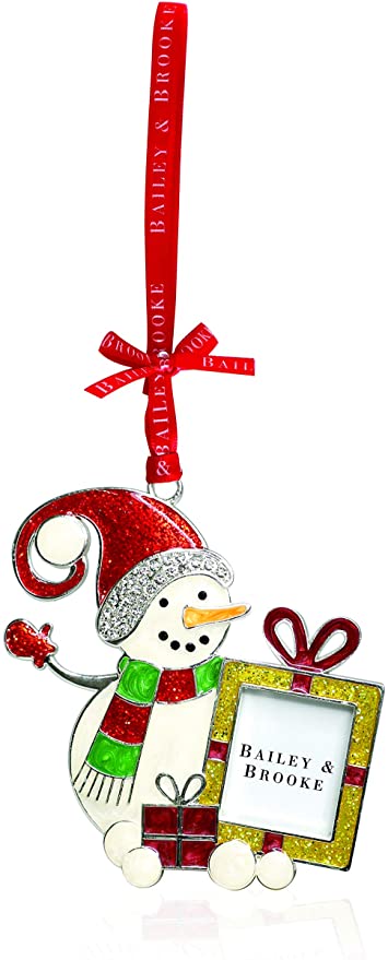 Bailey & Brooke Sparkle Snowman Frame Ornament