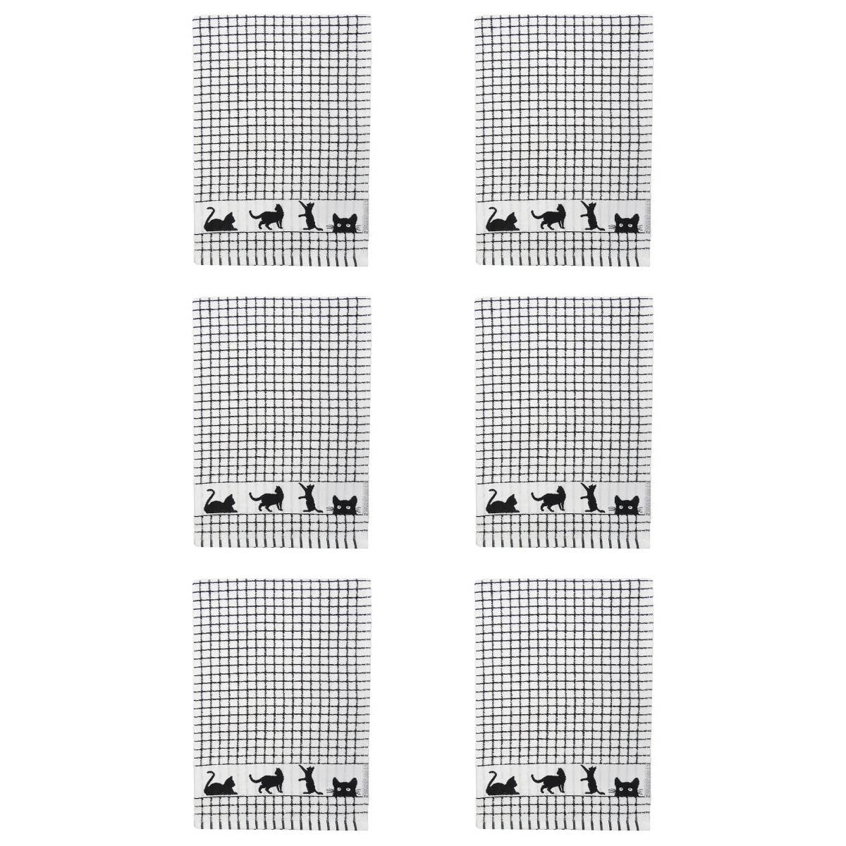 Dublin Gift Company - Poli-Dri Jacquard Black Cat Tea Towel: Pack of 2