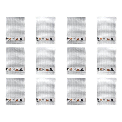 Dublin Gift Company - Polidri Tea Towel Charcoal Dogs Jacquard: Pack of 2