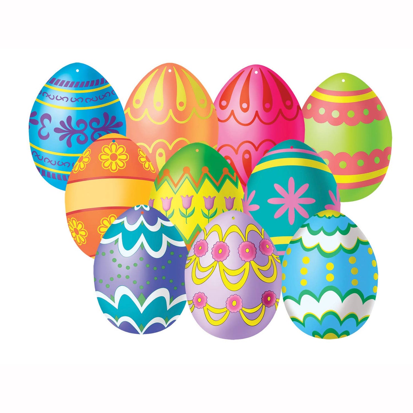 Beistle - Mini Easter Egg Cutouts, 4½", Printed on 2 sides, 10/package
