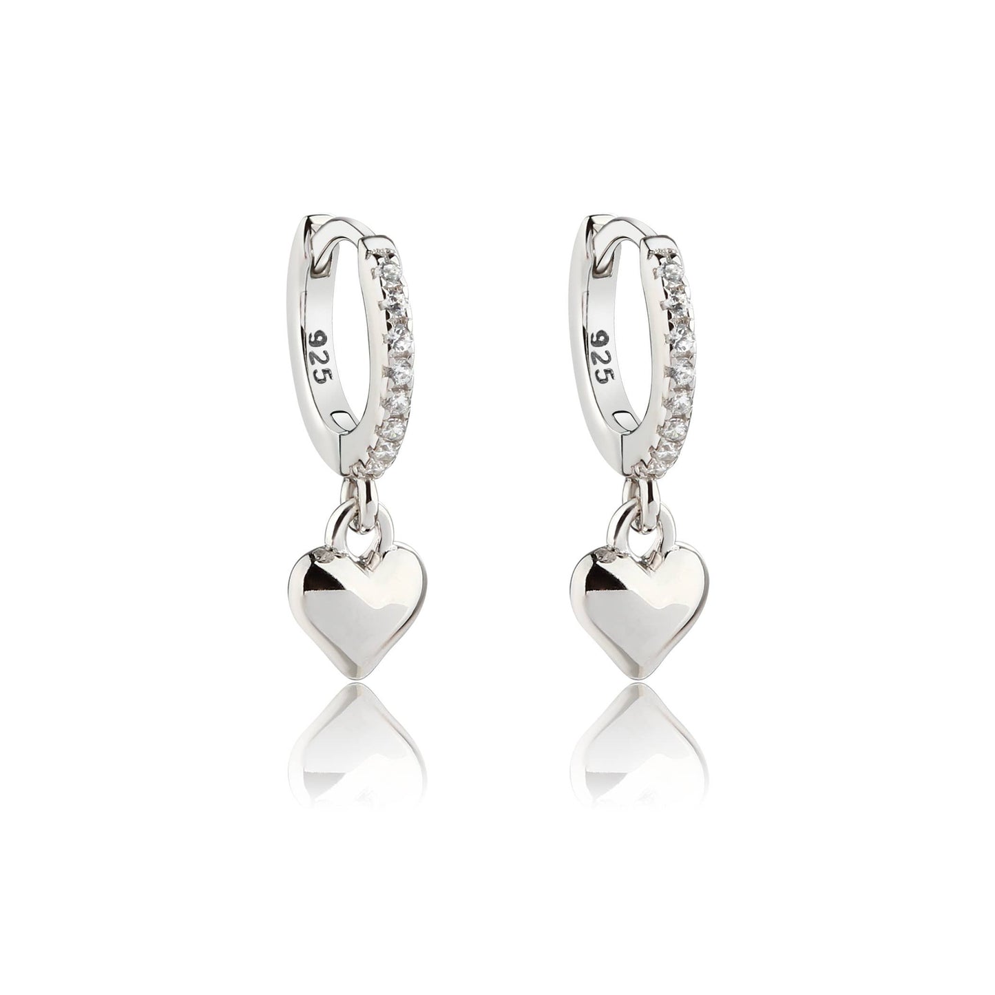 Cherished Moments - Sterling Silver Huggie with Heart Earrings for Kids, Girls