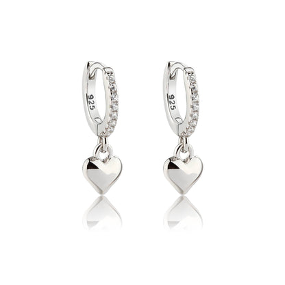 Cherished Moments - Sterling Silver Huggie with Heart Earrings for Kids, Girls