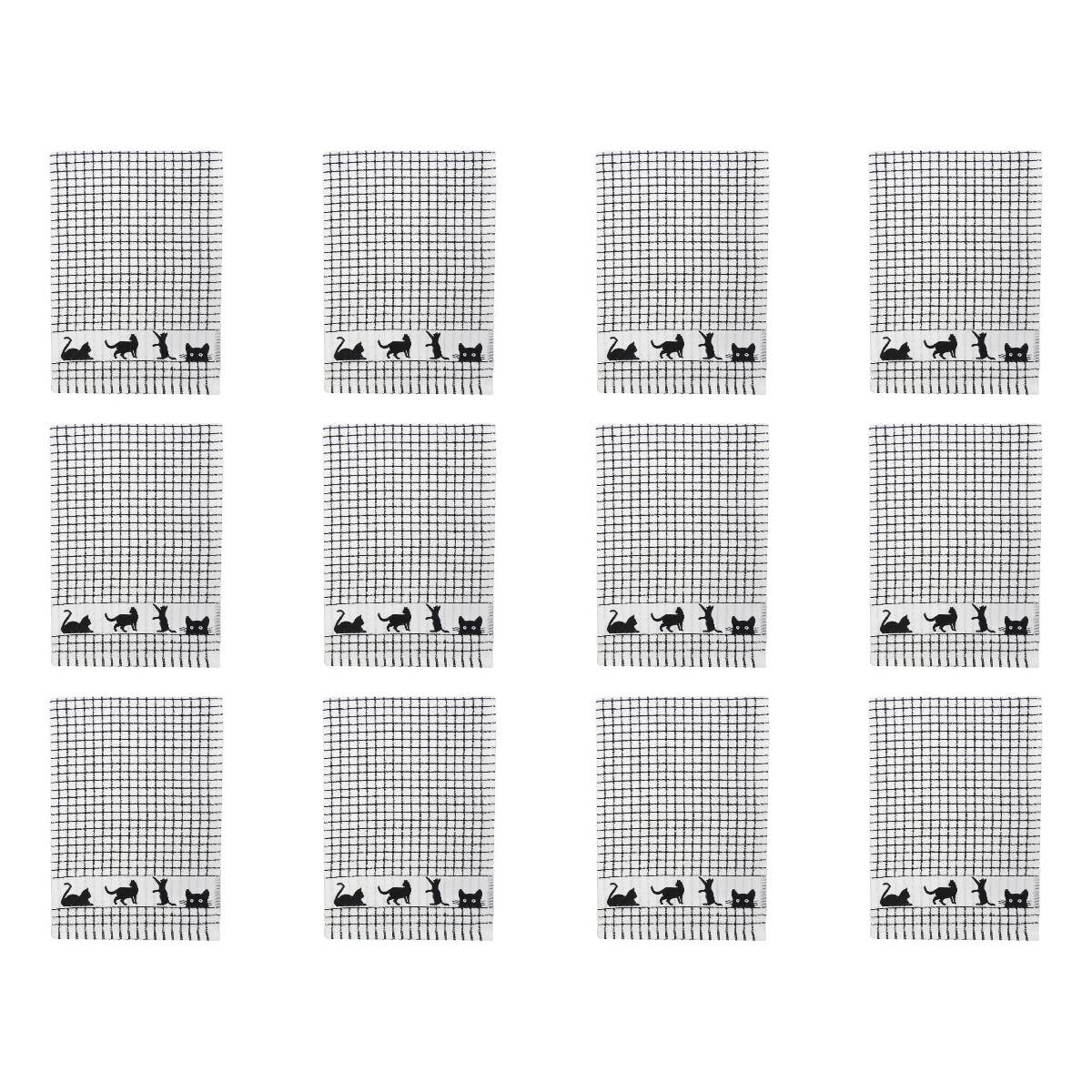 Dublin Gift Company - Poli-Dri Jacquard Black Cat Tea Towel: Pack of 2