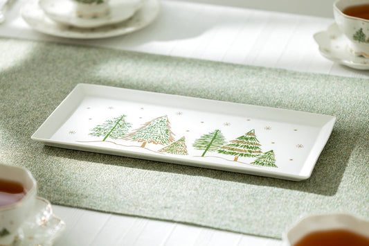 Grace Teaware - Christmas Pine Trees 14" Fine Porcelain Serving Tray
