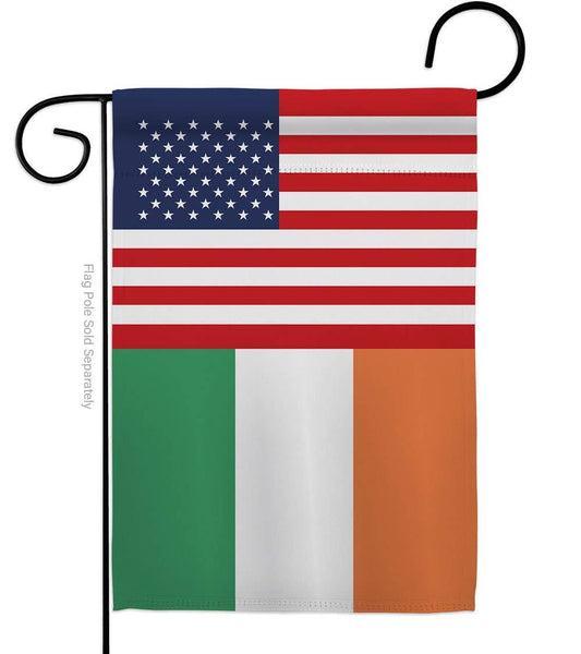 Two Group Flag Co - Ireland US Friendship Regional Nationality USA Decor Flag: Double Sided-Thick Fabric / Garden Flag 13" x 18.5" Only