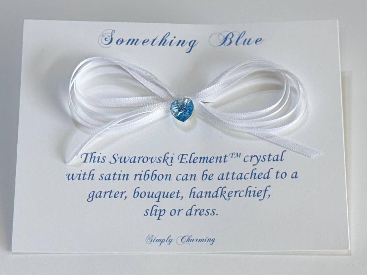 Simply Charming - Something Blue Crystal W/ Ribbon: White