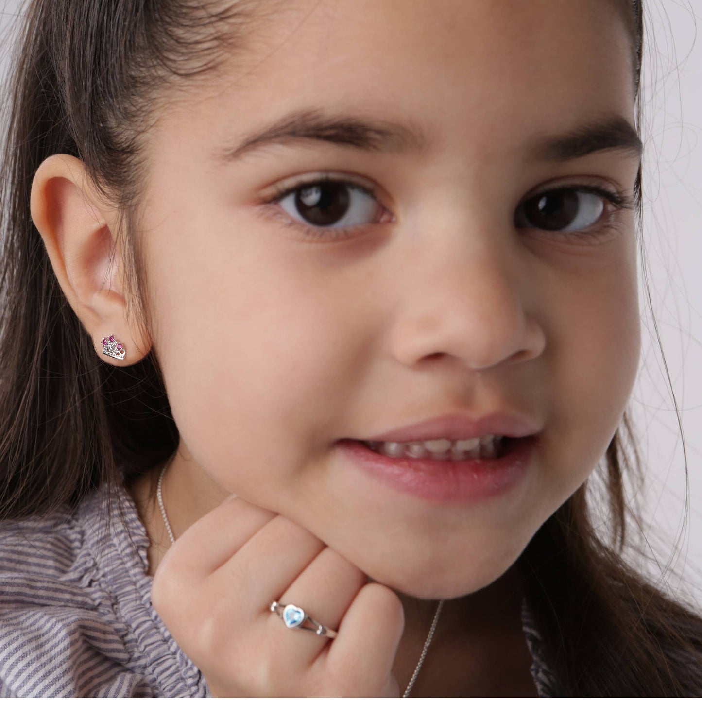 Cherished Moments - Sterling Silver Screw-Back Princess Tiara Earrings for Kids