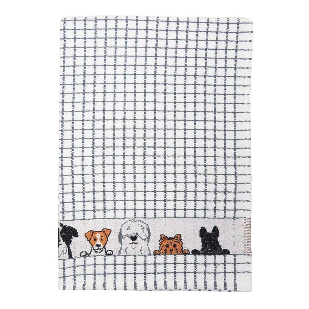 Dublin Gift Company - Polidri Tea Towel Charcoal Dogs Jacquard: Pack of 2