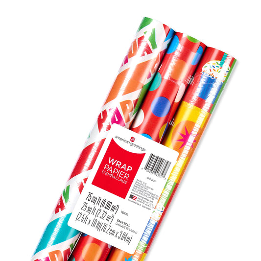 DICKENS INC. - Birthday Wrapping Paper | All Occasion Multi-Roll Wrapping