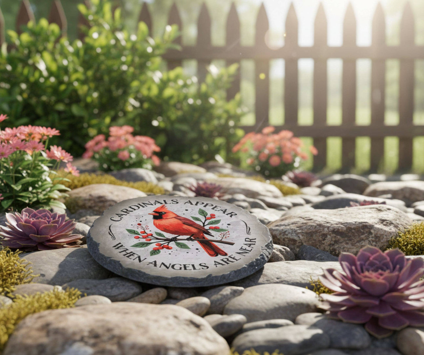 Cottage Garden - Garden Stone Cardinals Appear
