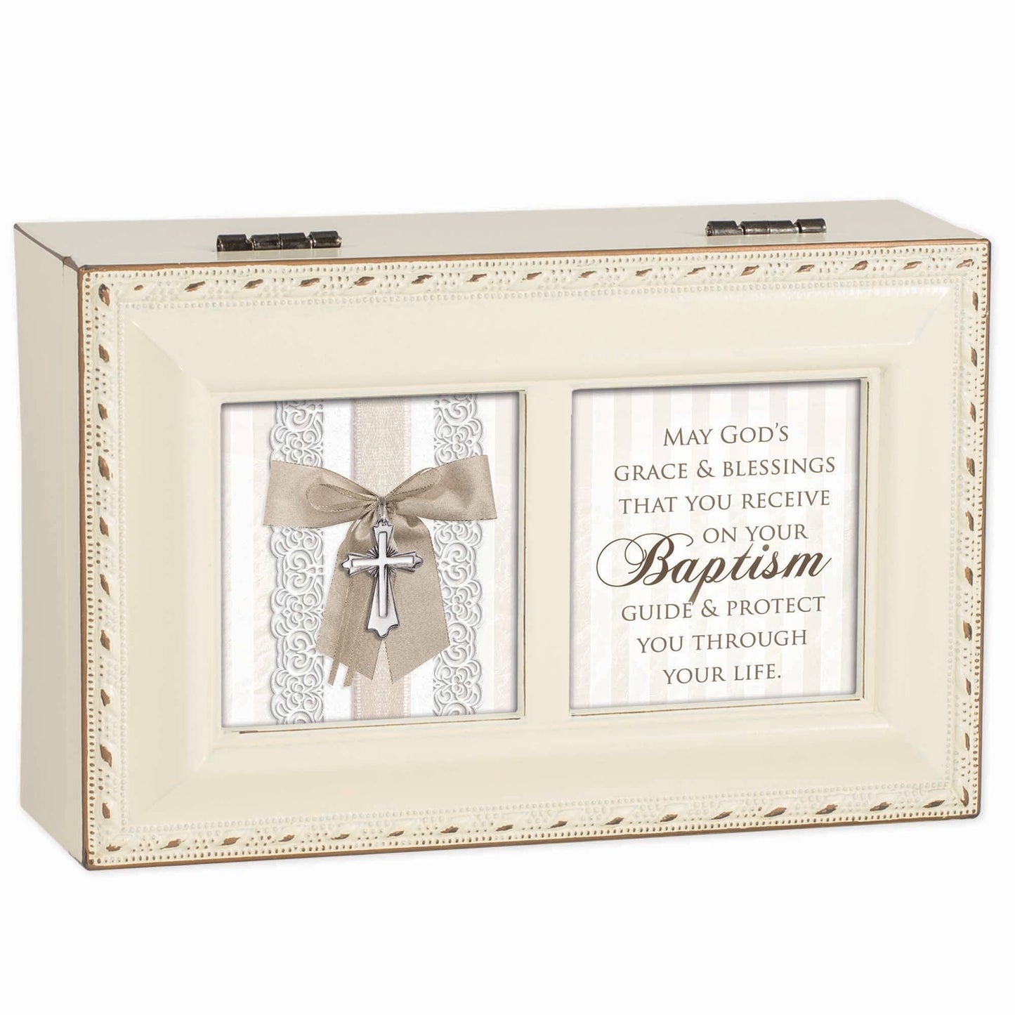 Cottage Garden - Petite Music Box Blessings on Your Baptism, Rope-Trim