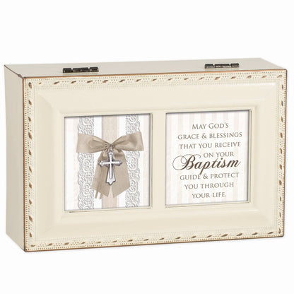 Cottage Garden - Petite Music Box Blessings on Your Baptism, Rope-Trim