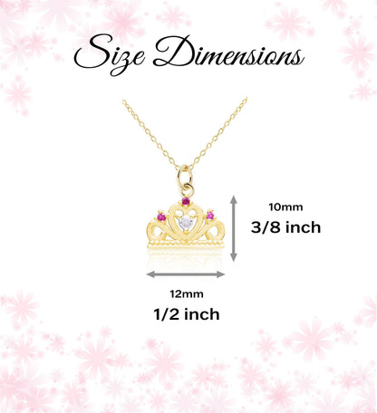 Cherished Moments - Children's 14K Gold Plated Girls Princess Tiara Necklace: 14 inch