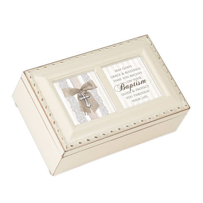 Cottage Garden - Petite Music Box Blessings on Your Baptism, Rope-Trim