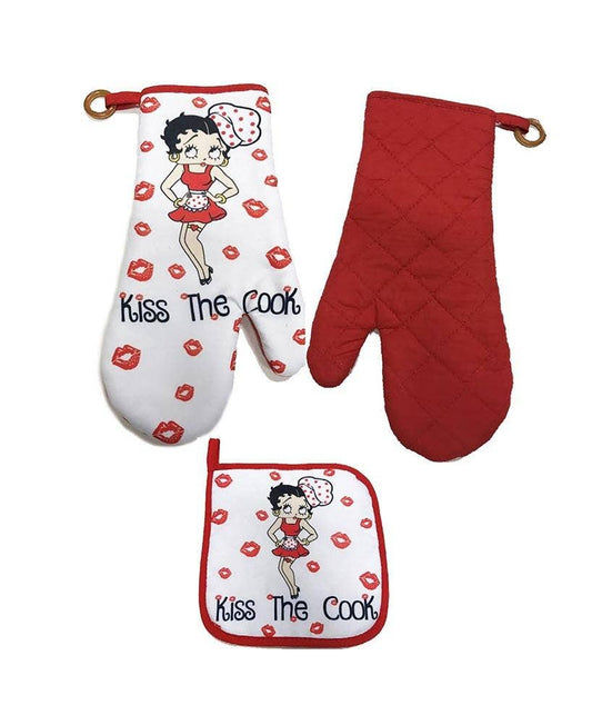 MID-SOUTH PRODUCTS - Betty Boop Potholder Oven Mitt Set - Kiss the Cook