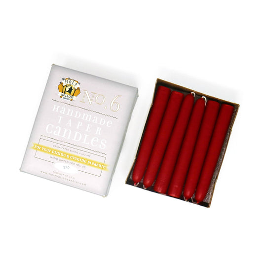 Mole Hollow Candles - 6" Taper Candles - Choose from 39 colors!: Sweetheart Red