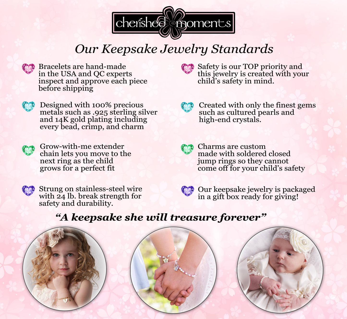 Cherished Moments - Girls Sterling Silver Multi-Color Pearl Baby & Kids Bracelet: Medium 1-5 Years