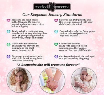 Cherished Moments - Girls Sterling Silver Multi-Color Pearl Baby & Kids Bracelet: Medium 1-5 Years