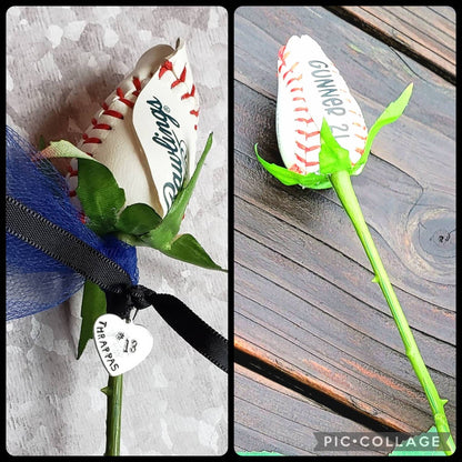 Home Run Accessories - Baseball Rose, Real Baseball Long Stem Rose