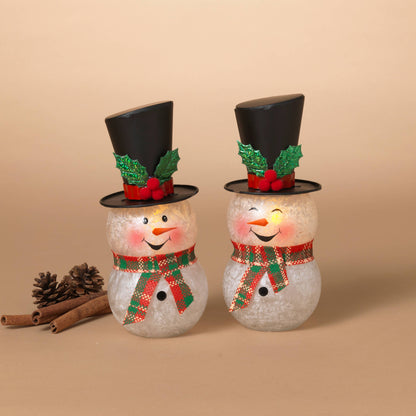 The Gerson Companies - Christmas 7.5"H Metal & Frosted Glass Christmas Snowman LED