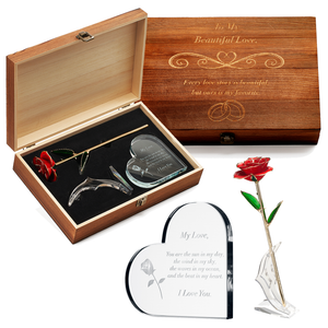 The Wine Savant /  Khen Glassware - Anniversary, Birthday & Everyday 24K Gold Rose Love Box