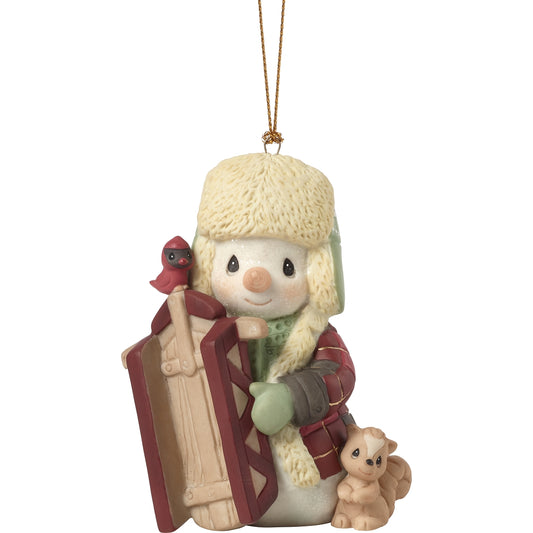 Precious Moments "May Your Holidays Be Filled With Winter Thrills" Dated 2019 Porcelain Ornament