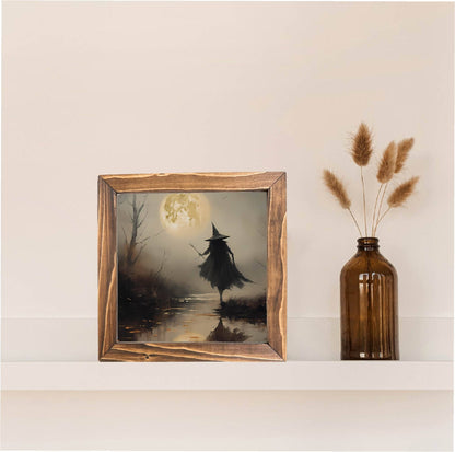 Teele and Co. - Halloween Witch Framed Wall Decor: Dark Wood