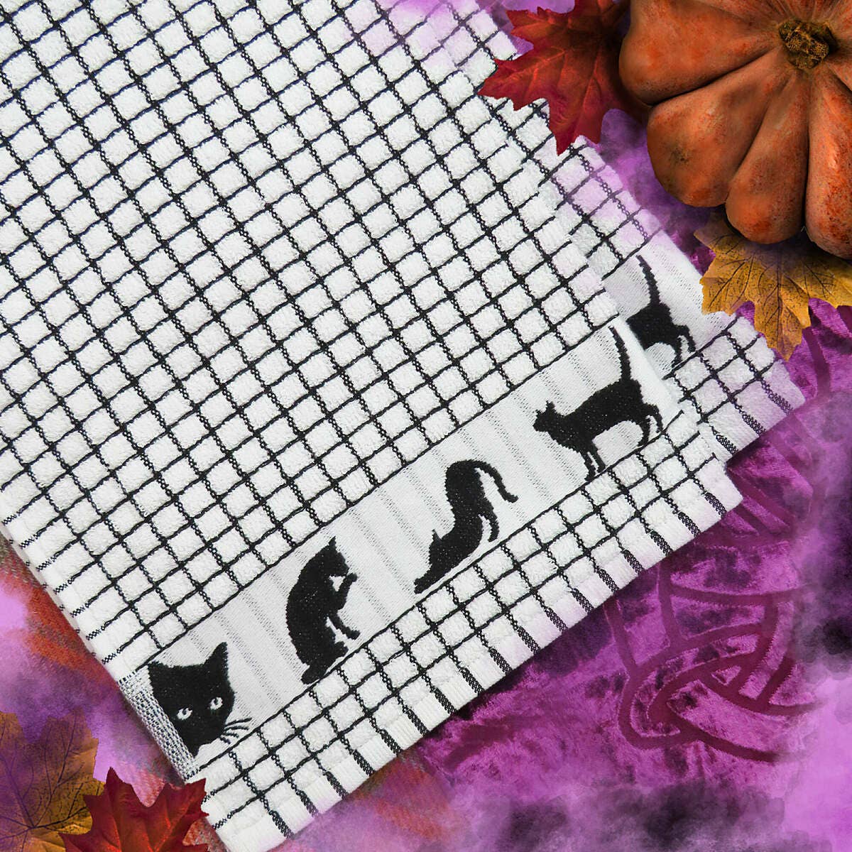 Dublin Gift Company - Poli-Dri Jacquard Black Cat Tea Towel: Pack of 2