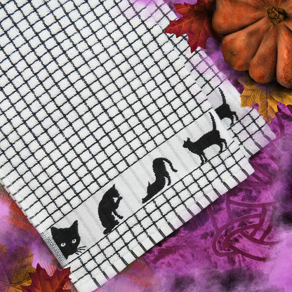Dublin Gift Company - Poli-Dri Jacquard Black Cat Tea Towel: Pack of 2