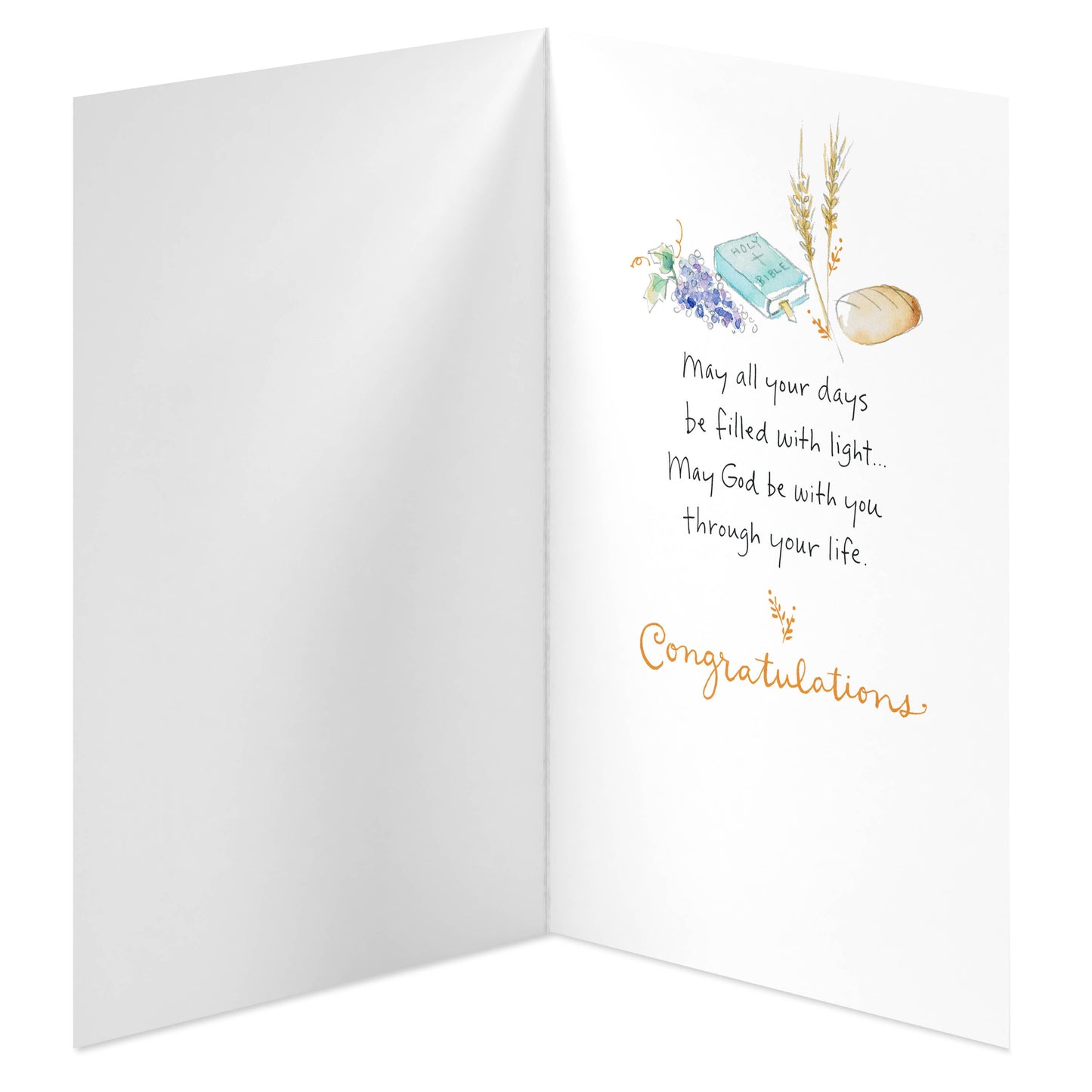 DICKENS INC. - First Communion Greeting Card –Chalice & Wheat Watercolor