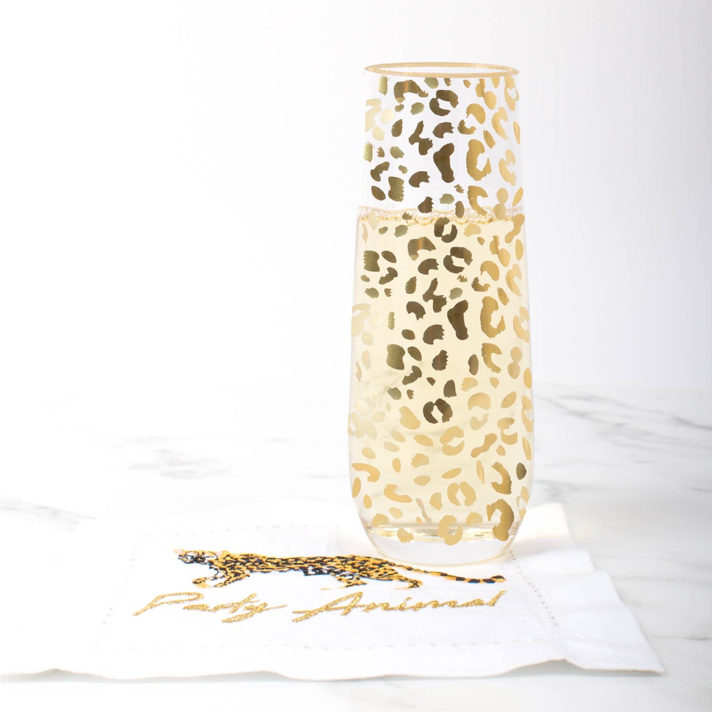 8 Oak Lane - Gold Leopard Stemless Champagne Glass