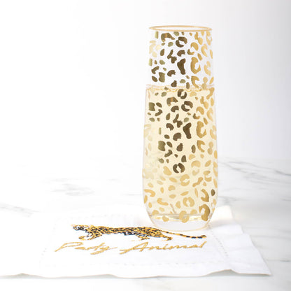8 Oak Lane - Gold Leopard Stemless Champagne Glass