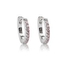 Load image into Gallery viewer, Cherished Moments - Sterling Silver Huggie CZ Hoop Earrings for Babies and Kids: Pink
