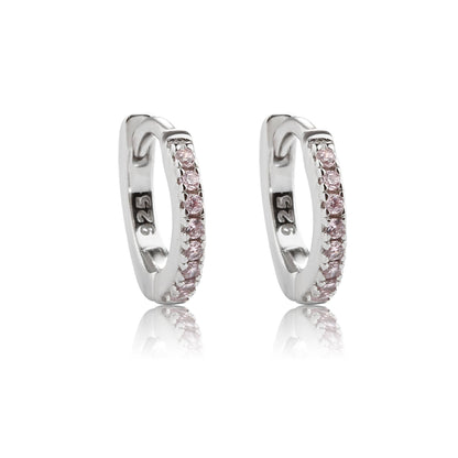 Cherished Moments - Sterling Silver Huggie CZ Hoop Earrings for Babies and Kids: Clear / 13mm