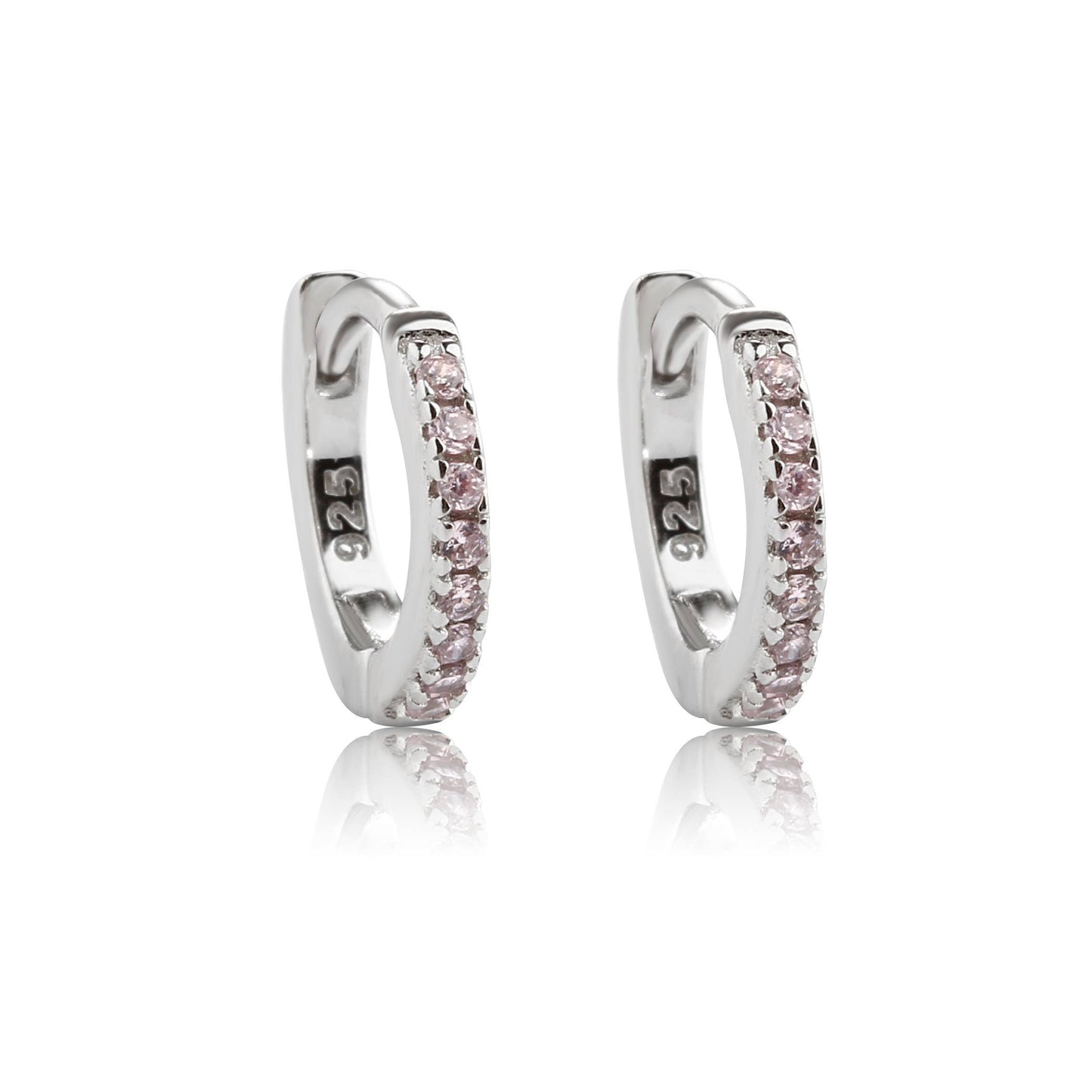 Cherished Moments - Sterling Silver Huggie CZ Hoop Earrings for Babies and Kids: Clear / 10mm