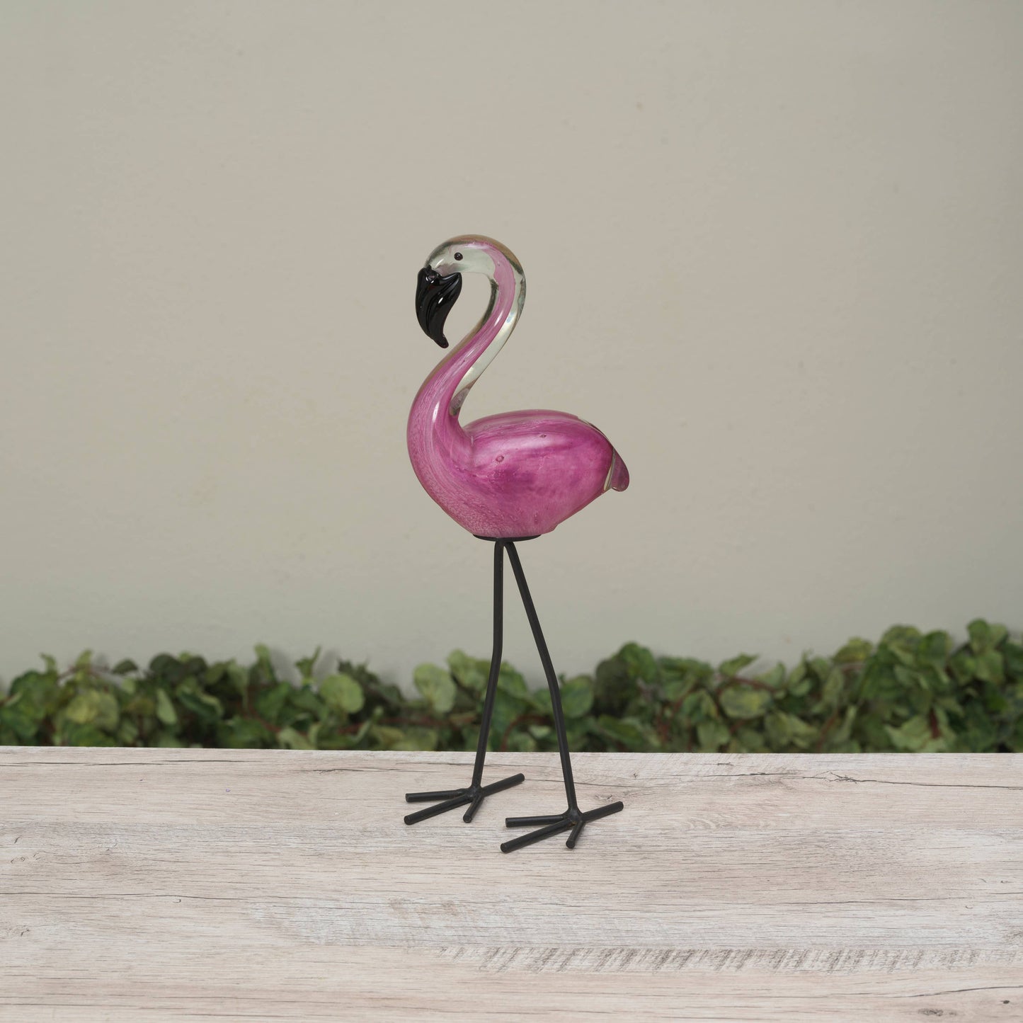 The Gerson Companies - Discount 11.4"H Handblown Glass Flamingo w/ Metal Feet