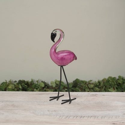 The Gerson Companies - Discount 11.4"H Handblown Glass Flamingo w/ Metal Feet