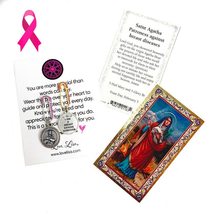 Love, Lisa - Saint Agatha Breast Cancer Awareness Safety Pin: Silver