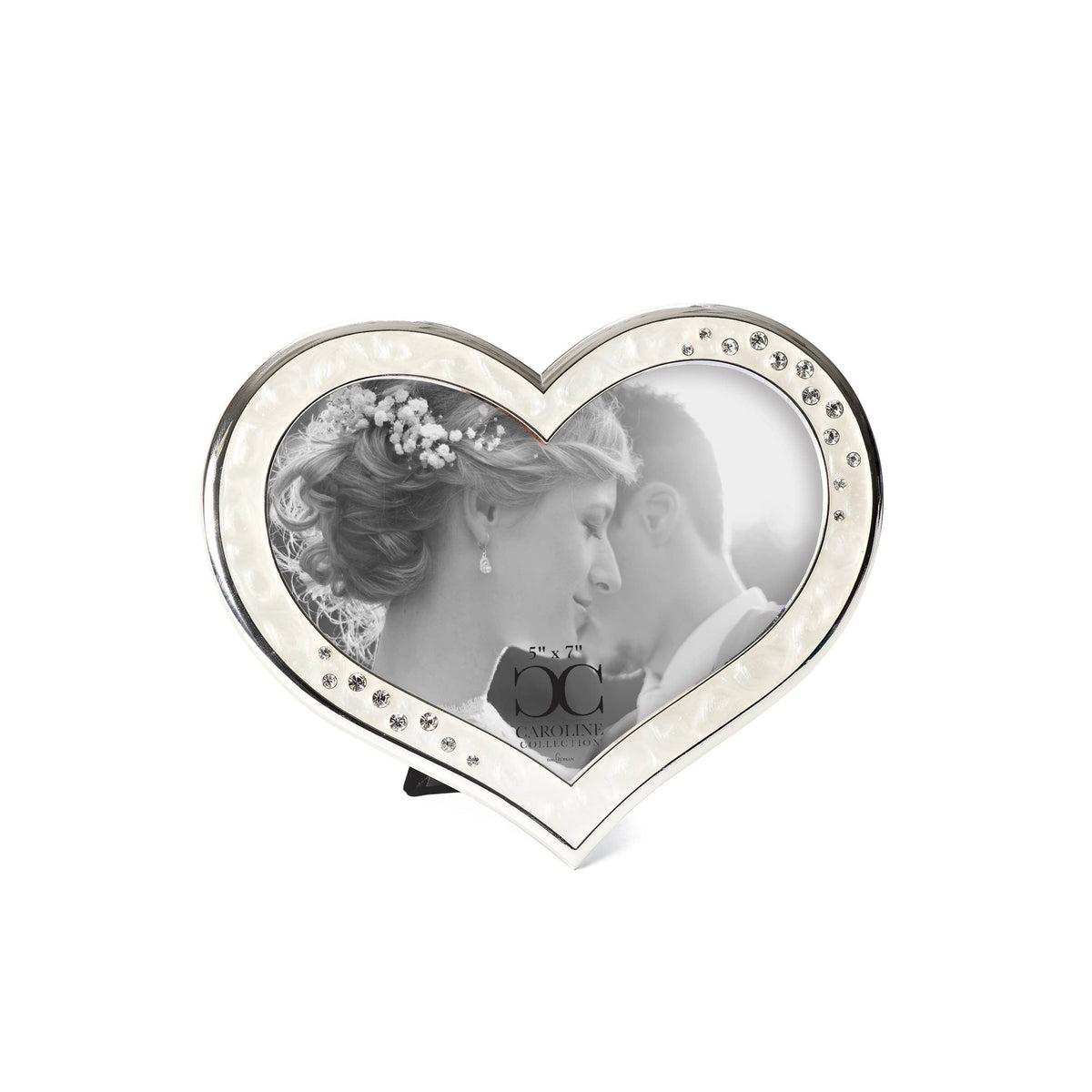 ROMAN - Heart Frame (5X7); Ivory With Rhinestones