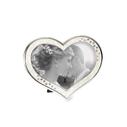 ROMAN - Heart Frame (5X7); Ivory With Rhinestones