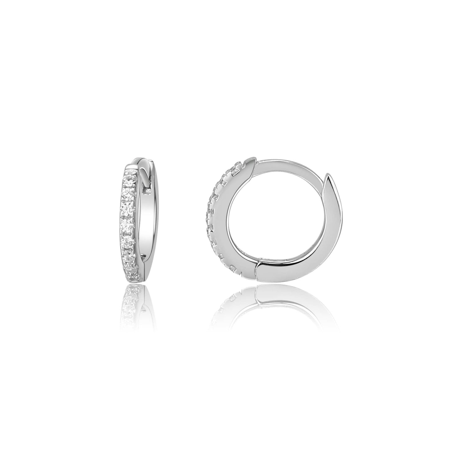 Cherished Moments - Sterling Silver Huggie CZ Hoop Earrings for Babies and Kids: Clear / 10mm