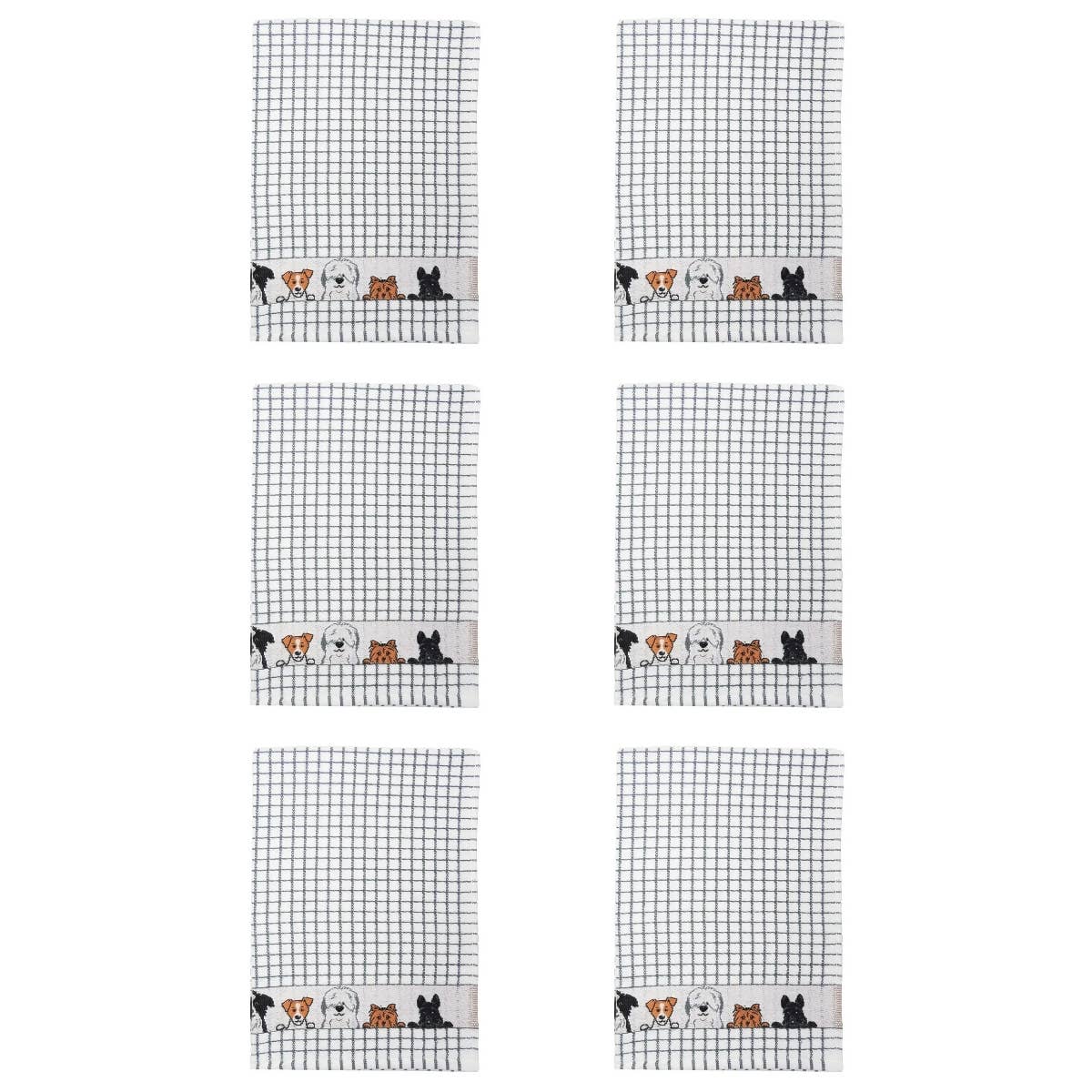 Dublin Gift Company - Polidri Tea Towel Charcoal Dogs Jacquard: Pack of 2