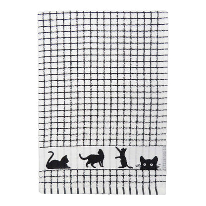 Dublin Gift Company - Poli-Dri Jacquard Black Cat Tea Towel: Pack of 2