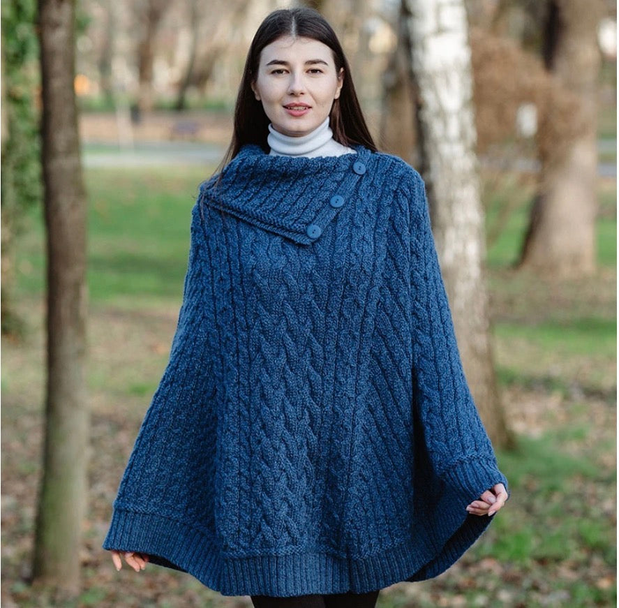 SAOL Cowl Neck Button Poncho
