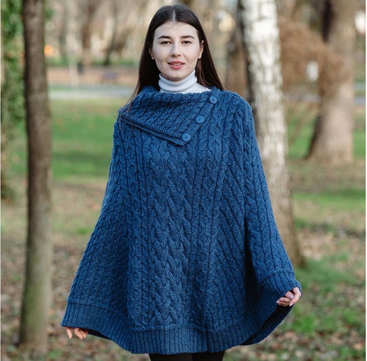 SAOL Cowl Neck Button Poncho