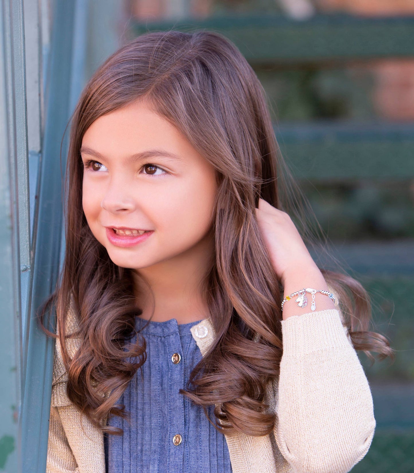 Cherished Moments - Sterling Silver Rainbow Unicorn Bracelet Little Girls Gift: Large 6-12 Years